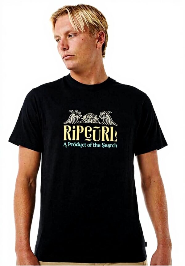 Rip Curl T-shirt Uomo Nero Horizon Front Print L