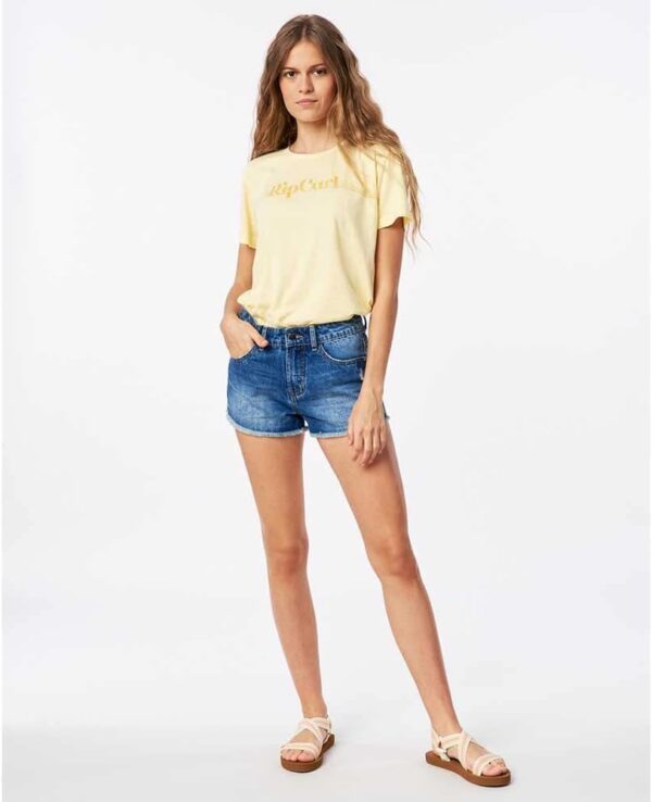 Maglietta Rip Curl Donna Re-Entry W T-shirt sportiva Giallo-4