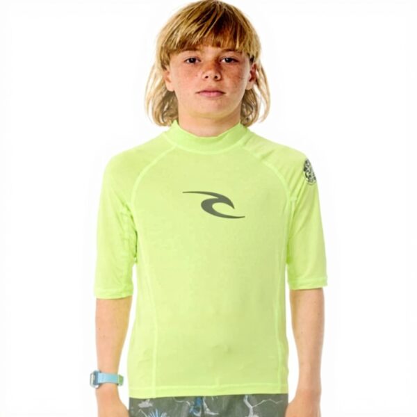 Rip Curl Maglietta Rash Guard Bambini UPF 50 Verde Lime