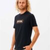 T-shirt Uomo Rip Curl 100% Cotone Bio Stampa Nero-2