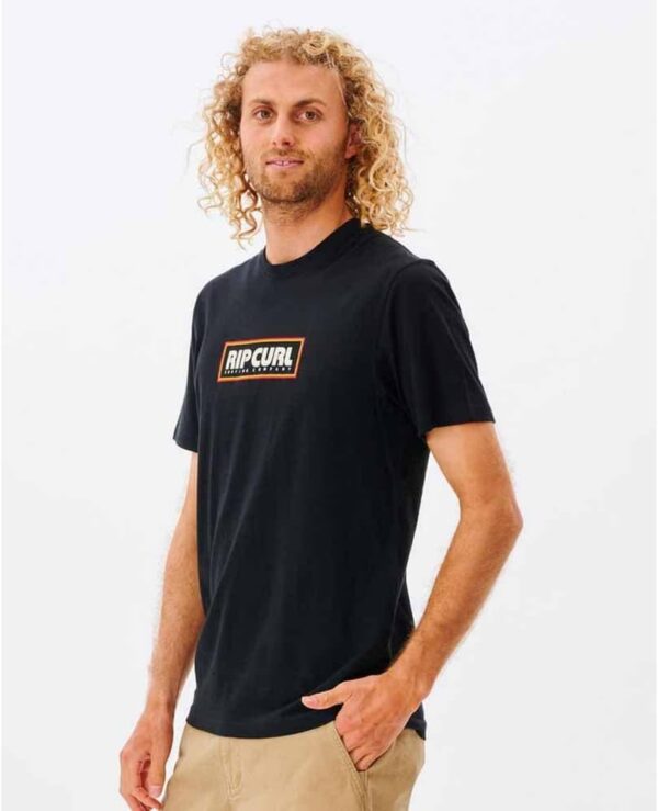 T-shirt Uomo Rip Curl 100% Cotone Bio Stampa Nero-2