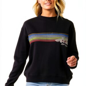 Maglietta Donna Rip Curl Nero Slavato 100% Cotone Comoda-0