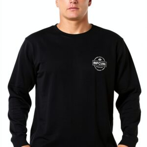 Felpa Uomo Rip Curl Nero Stampa Fronte Retro Cotone-0