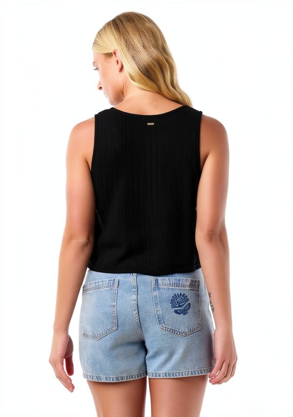 Camicia Donna Rip Curl Cotone Garza Nero Bianco-1