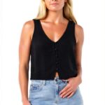 Camicia Donna Rip Curl Cotone Garza Nero Bianco-0