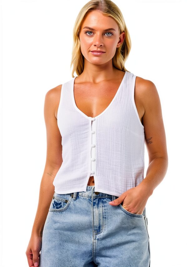 Camicia Donna Rip Curl Cotone Garza Chiusura Bottoni-0